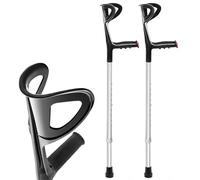 AIESI® Stampelle Ortopediche regolabili (2 pezzi) leggere in alluminio anodizzato colore nero, Garanzia Italia 24 mesi