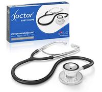 AIESI® Fonendoscopio Pediatrico professionale a doppia testa colore nero DOCTOR BABY SCOPE, Garanzia Italia 24 mesi