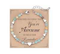 AIETUE Braccialetti dell'amicizia da donna, braccialetto con perline alla moda con cuore amazzonite braccialetto regolabile a volte ti dimentichi di essere fantastico regalo per il Ringraziamento