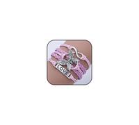 AIETUE Braccialetto a farfalla per le donne, argento lettera d'amore farfalla infinito stack braccialetto vintage alla moda colorato in pelle regolabile fatto a mano braccialetto regalo di Capodanno