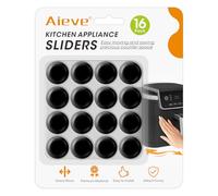Aieve Black Appliance Slider, 16 pezzi autoadesivi per elettrodomestici, ruote girevoli per piano di lavoro, accessori essenziali per la cucina, per organizzare la casa