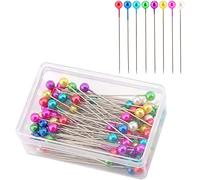AIEX 100 Pezzi, Perni Da Cucito Da 4 Cm, Testa a Sfera di Plastica Perni Da Trapuntatura Dritti Per Gioielli Da Sarta Decorazione Fai-Da-Te Artigianato Artistico e Progetti Di Cucito (Multicolore)