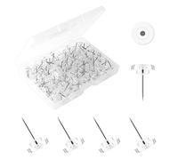 AIEX 100 Pezzi Puntine da Disegno Trasparenti, Push Pins in Plastica Puntine da Disegno Piatte con Punta in Acciaio Thumb Tack per Lavagna Sughero Bacheca Parete (Bianco)