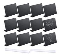 AIEX 12 pezzi 100x75 mm Piccolo Mini Segni di Lavagna, Mini Lavagnette con Pennarello Cancellabile 2 Pezzi, Chalkboard Signs per Feste a Buffet Matrimoni Compleanni Baby Shower (Nero)