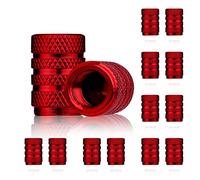 AIEX 12 pezzi tappi Pneumatici Auto, Tappi Gomme per Valvole Auto in Alluminio Tappi Pneumatici a Prova d'Aria Tappi Ruote Tappi Stelo Valvola Pneumatici per Auto SUV Camion Moto Biciclette (Rosso)