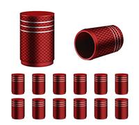 AIEX 12 Pezzi Tappi Valvole Pneumatici, Lega di Alluminio Resistente Copri Stelo Valvola Pneumatico Guarnizione a Prova d'Aria per Auto SUV Camion Moto Biciclette (Rosso)