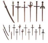 AIEX 21 Pezzi 7 Tipi Segnalibri in Metallo Vintage, Ciondoli Segnalibri con Mini Coltello a Spada Segnalibro Lungo Pugnale Forniture Artigianali per Gli Amanti dei Libri Fai Da Te (Rosso Rame)