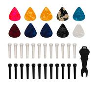 AIEX 24 Pezzi Pioli Per Chitarra Perni 10 Pezzi In Celluloide Un Estrattore Kit Di Accessori Per Chitarra Per La Sostituzione Di Kit Parziali Di Chitarra