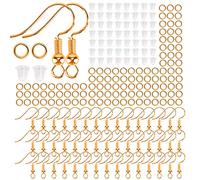 AIEX 300 PCS Kit per la Creazione di Orecchini per Orecchini Ganci per Orecchini placcati in Argento 925 Ganci per Orecchini, Spalline di Sicurezza e Anelli di Salto Trasparenti (Oro)