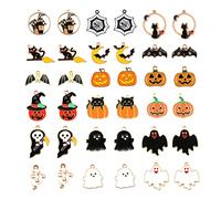 AIEX 36 pezzi Ciondoli Halloween Charms Smaltati Decorazioni Zucca per la Creazione di Gioielli Fai-Da-Te