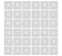 AIEX 36 pezzi Stencil per Lettere e Numeri, Stencil Lettera da 2,5 cm Riutilizzabili Modello Lettera Numero in Plastic Stencil Alfabeto per Insegne in Legno Torte Dipinti Decorazioni