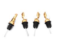 AIEX 4 Pezzi Versatori in Acciaio Inox, Beccucci Dosatori per Bottiglie Beccucci per Bottiglie Alcolici con Tappo per Bottiglie di Aceto Balsamico di Olio di Liquore (Oro)