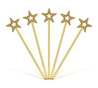 AIEX 5 Pezzi Bacchette Stella, 34cm Stella Scintillante Bacchette Principessa Bambina Bacchetta Magica Stella d'oro per Ragazze Costume Festa Cosplay Oggetti di Scena Compleanno Halloween Natale