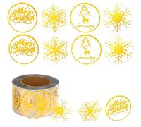 AIEX 500 Pezzi 3,8cm Rotonde Adesivi di Natale, Decorativi Adesivi per Buste Autoadesive per Regali Etichette Rotonde per Natalizie per la Decorazione di Feste (d'Oro, 4 Modelli)