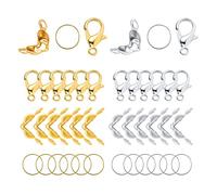 AIEX 540 pezzi Accessori per la Creazione di Gioielli, 240 Copri Nodi 240 Anelli di Salto Aperti e 60 Fermagli per Gioielli, Kit per la Creazione di Braccialetti (Oro, Argento)