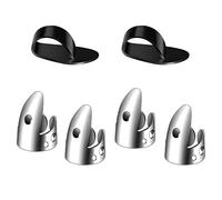 AIEX 6 pezzi regolabile dita plettri set composto da 4 dita pollice in acciaio inossidabile e 2 pezzi plettri in plastica per chitarra arpa bassa ukulele (argento)