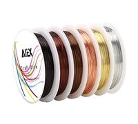 AIEX 6 Rotoli Filo per Gioielli in Rame Nudo Appannamento Resistente per Artigianato Che Borda La Creazione di Gioielli Decorazioni per Gioielli Fai da Te (0,5 mm)