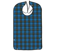 AIEX Bavaglini per adulti, bavaglini impermeabili protettivi per vestiti, lavabili in lavatrice, con raccogli briciole, per uomini anziani e donne, taglia M (blu + nero)