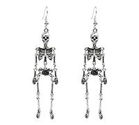AIEX Orecchini a Scheletro Leggero Orecchini Scheletro Argento Lungo Orecchini Donna Scheletro per Uomo Donna Bambini per Costume Da Strega Zucca