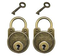 Aifeier ET Mini lucchetto a forma di orso, in bronzo antico, con chiave, per scrigno del tesoro, quaderno, scatola di legno, armadietto, valigia, bagagli, 2 pezzi