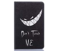 AIFILLE Nero Cover a Libro per Samsung Tab A 10.1 2016 SM-T580/T585 Don't Touch Me Modello Denti Bianca Custodia Pelle PU e Silicone Morbida Rigida Portafoglio Uomo Design Flip Accessori per Tablet