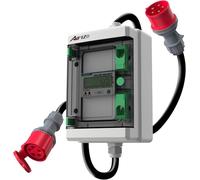 AIFIZO Contatore di corrente digitale portatile con reset 2 m, 3 fasi, 16 A, 400 V, spina CEE e accoppiamento, contatore di corrente IP55 CEE