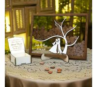 AIFLM Personalizzato Matrimonio in Legno GuestBook Alternativo Guest Book Ricevimento Matrimonio con 50 & 100 Cuori Decorazioni Matrimoniali Uniche Segno di Benvenuto, Regalo, Anniversario, Ricordi