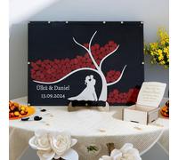 AIFLM Personalizzato Matrimonio in Legno GuestBook Alternativo Guest Book Ricevimento Matrimonio con 50 & 100 Cuori Decorazioni Matrimoniali Uniche Segno di Benvenuto, Regalo, Anniversario, Ricordi