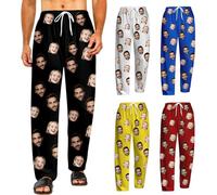 AIFLM Pigiama Viso Personalizzato, Personalizzati con Foto Pantaloni del Pigiama, Personalizzati per Uomo Donna Ppantaloni da Notte Natale San Valentino