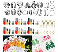 AIFUDA - 134 Formine per Argilla Polimerica, 16 Forme per Orecchini, 48 Stampi a Cerchio e 50 Accessori per la Realizzazione di Gioielli in Argilla Polimerica