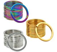 AIFUDA portachiavi, 30 pezzi 1,18 pollici (30 mm) rotondo Split portachiavi per portachiavi auto casa grande metallo cane anello Tag cordini