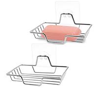 AIFUDA - Portasapone, senza foratura, in acciaio inox 304, da parete, per doccia, bagno, vasca e lavello della cucina, quadrato, 2 pezzi (argento)