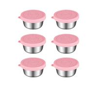 AiFunT 6 Pezzi 50 ml Mini Contenitore per Salse, Contenitore Condimento Insalata con Coperchi, Contenitore per Salse in Acciaio Inossidabile per Insalate, Marmellate, Burro di Arachidi