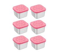 AiFunT Contenitori per Condimenti,6Pezzi 180 ml Contenitore per Salsa in Acciaio Inossidabile, Contenitore Cibo con Silicone Coperchio, Mini Contenitore Riutilizzabile Tazze per Salsa