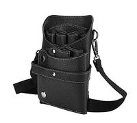 Aigend Borsa per Forbici Staccabile Marsupio da Parrucchiere Kit per Parrucchieri in Pelle PU Borsa da Barbiere Rivetto Adatto per Forbici da Parrucchiere, Clip, Pettini per Capelli (Nero)