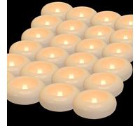 Aignis 24 candele galleggianti a LED senza fiamma, 7,6 cm, in plastica, funzionamento a batteria, durata oltre 120 ore, accogliente luce bianca calda romantica per piscina/vasca da bagno/bagno caldo