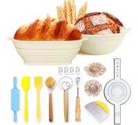 AIGOCITY Set di 12 cestini per la lievitazione, per pane 9 in e 10 in silicone, per cuocere il pane, cestino per il pane con utensili per il pane, adatto per principianti e panettieri professionisti