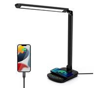 Aigostar 10KZQ Lampada da Tavolo a LED, Lampada da Tavolo con Ricarica Wireless e USB Ricarica, 8W, 5 Livelli Dimmerabili, 2 Modalità Graduali di Colore, Touch Controllo, Luce Gradevole per Occhi