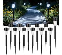 Aigostar 12Pz Luci Solari per Sentieri, Luce Bianca Fredda 6500K, Impermeabili IP44, Lampada Solare da Esterno per Giardino, Terrazza, Cortilia