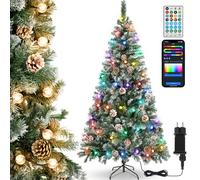 Aigostar 180CM Alberi di Natale Artificiali Innevati, con 10M Luci Intelligenti: 66 LED (Palline), 39 Moduli Dinamici, Sincronizzazione Musicale e Colori DIY. Albero di Natale con 650 Rami e 43 Pigne