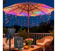 Aigostar 2 PCS Luci Natale Esterno Cascata Solari 3M+5M*0.6M 100 LED Tenda Luminosa Natale Esterno Impermeabile IP65, 8 Modos per Natalizie Finestra Balcone Patio Feste. RGB