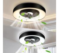 Aigostar- 2 Unità Ventilatore da Soffitto Alexa, LED 40W, 4400LM, 2700K-6500K Dimmerabile, Plafoniera Ventilatore Soffitto con Telecomando e Gateway, 6 Velocità, φ50CM