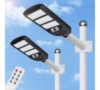 Aigostar- 2Pz 100W Lampione Solare da Esterno con Sensore di Movimento, Telecomando, Impermeabile IP65, 1300LM Luce Fredda 6500K, Lampioni Solari LED per Giardino, Cortile, Strada,Non Include il Palo