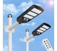 Aigostar- 2Pz 150W Lampione Solare da Esterno con Sensore di Movimento, Telecomando, Impermeabile IP65, 1500LM Luce Fredda 6500K, Lampioni Solari LED per Giardino, Cortile, Strada,Non Include il Palo