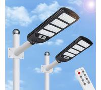Aigostar- 2Pz 200W Lampione Solare da Esterno con Sensore di Movimento, Telecomando, Impermeabile IP65, 2000LM Luce Fredda 6500K, Lampioni Solari LED per Giardino, Cortile, Strada,Non Include il Palo