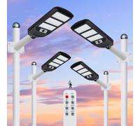 Aigostar- 4Pz 100W Lampione Solare da Esterno con Sensore di Movimento, Telecomando, Impermeabile IP65, 1300LM Luce Fredda 6500K, Lampioni Solari LED per Giardino, Cortile, Strada,Non Include il Palo