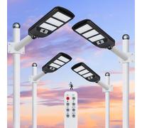 Aigostar- 4Pz 150W Lampione Solare da Esterno con Sensore di Movimento, Telecomando, Impermeabile IP65, 1500LM Luce Fredda 6500K, Lampioni Solari LED per Giardino, Cortile, Strada,Non Include il Palo