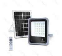 Faro Led 30W Grigio con pannello solare IP65 Bianco freddo 6500K Dimmerabile con telecomando e con sensore crepuscolare Aigostar