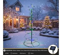 Aigostar Albero Natale Cono Solare 66 LED Multicolore 100cm IP65 Esterno