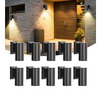 Aigostar Applique da Esterno GU10 - Lampade da Interni ed Esterni - 10 Pezzi in Alluminio Impermeabile IP65, per Patii,Giardini,Corridoi,Balconi,Vialetti, Lampadina Non Inclusa, Nero